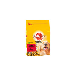 Pedigree Dry Dog Food for Adult Dogs 1+ with Beef and Vegetable, 3 Bags (3 x 2.6 kg)