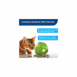 PetSafe SlimCat Food-Dispensing Cat Toy Green, Treat Toy, Interactive Food Dispenser, Activity Snack Ball for Cats of All Ages