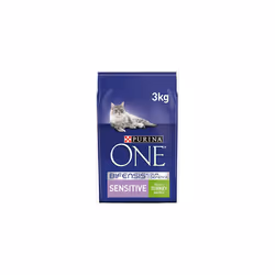 Purina ONE Sensitive Dry Cat Food Turkey & Rice 3kg (Case of 4)