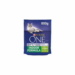 Purina ONE Indoor Dry Cat Food Turkey & Wholegrain 800g (Pack of 4)