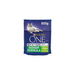 Purina ONE Indoor Dry Cat Food Turkey & Wholegrain 800g (Pack of 4)