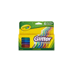 Crayola Glitter Markers, Assorted Colors, Gift, 6 Count (58-8629)