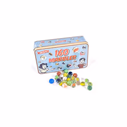 KandyToys 160 Piece Classic Glass Marbles in a Vintage Storage / Gift Tin