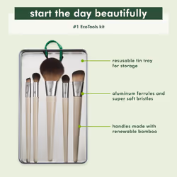 EcoTools Start the Day Beautifully Makeup Brush Set, Silver, 1 Count (Pack of 1)