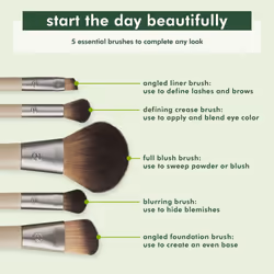 EcoTools Start the Day Beautifully Makeup Brush Set, Silver, 1 Count (Pack of 1)