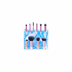 Real Techniques Travel Fanstasy Brush Kit, Makeup Brushes, Mini Sized, Perfect For Travel or On The Go, 10 Piece Set, Purple