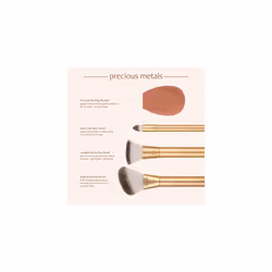 EcoTools Precious Metals Face Blend & Sculpt Set, Makeup Brush Kit, Foundation Brush, Ecofriendly Makeup Brush Kit, Recycled Aluminum, Chrome,
