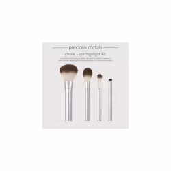 EcoTools Precious Metals Cheek & Eye Highlight Makeup Brush Kit, for Eyeshadow, Blush, & Powder Products, Eco Friendly, Cruelty Free Face Brushes,