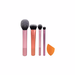 REAL TECHNIQUES,5 Count (Pack of 1) Everyday Essentials Makeup Brush Complete Face Set (Miracle Complexion Sponge, Expert Fac ...