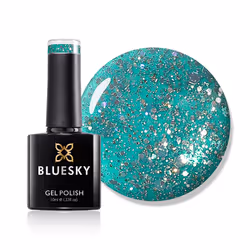 Bluesky Gel Nail Polish, Teal Blue Green Blz10, Blue, Chunky Glitter, Dark, Teal, Long Lasting, Chip Resistant, 10 ml (Requir ...