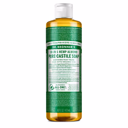 Dr Bronner's 18-in-1 Almond Pure-Castile Liquid Soap, Made with Organic Oils, Used for Face, Body, Hair, Laundry, Pets and Di ...
