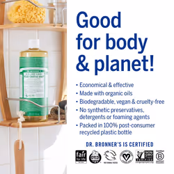 Dr Bronner's 18-in-1 Almond Pure-Castile Liquid Soap, Made with Organic Oils, Used for Face, Body, Hair, Laundry, Pets and Dishes, Certified Fair
