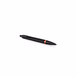 Parker IM Vibrant Rings Ballpoint Pen | Satin Black Lacquer with Flame Orange Accents | Medium Point with Blue Ink Refill | G ...