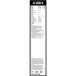Bosch Wiper Blade Aerotwin A350S, Length: 650mm/400mm  Set of Front Wiper Blades