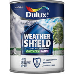 Dulux Weather Shield Quick Dry Satin Paint, 750 ml Pure Brilliant White
