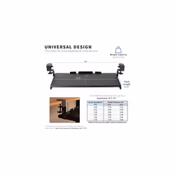 VIVO Large Under Desk Height Adjustable Ergonomic Keyboard Tray, C-clamp Mount System, 27 (33 Including Clamps) x 11 inch Slide-Out Platform Computer