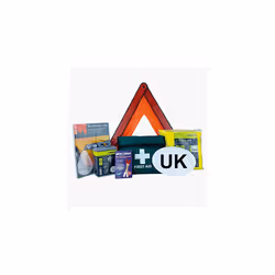 Sakura EU Travel and First Aid Kit SS5199 ? Warning Triangle, UK Plate, Beam Benders, Hi-Vis Vest, Breathalysers, Bulb Kit