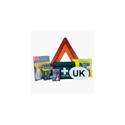 Sakura EU Travel and First Aid Kit SS5199 ? Warning Triangle, UK Plate, Beam Benders, Hi-Vis Vest, Breathalysers, Bulb Kit