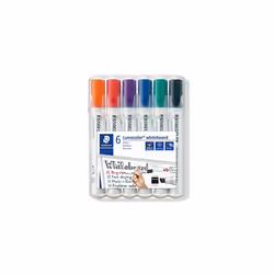 STAEDTLER 351 B WP6 Lumocolor Whiteboard Marker Chisel Tip - Assorted Colours (Pack of 6)