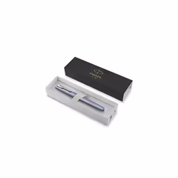 Parker Vector XL Fountain Pen | Metallic Silver-Blue Lacquer on Brass | Medium Nib with Blue Ink Refill | Gift Box