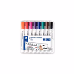 STAEDTLER 351 WP8 Lumocolor Whiteboard Marker Bullet Tip - Assorted Colours (Pack of 8)