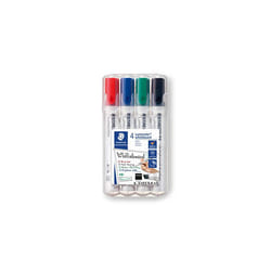 STAEDTLER 351 B WP4 Lumocolor Whiteboard Marker Chisel Tip - Assorted Colours (Pack of 4)