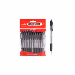Cello Ballpoint Pen Black Pens Extra Comfort Grip Ball Pens Medium Point Biros Retractable Ballpoint Pens (1.0MM) Black Pen, ...