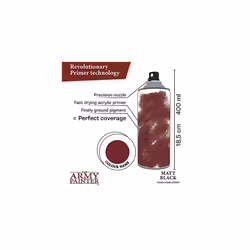 The Army Painter Base Primer Matt Black, 400 mL Acrylic Spray Primer, Spray Paint Basecoat for Miniature Priming, Tabletop Roleplaying, Boardgames,