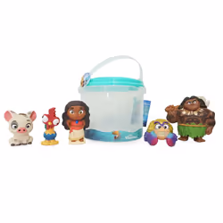 Disney Store Official Moana Bath Toy Set, 5 Pc. Set, Includes Moana, Maui, Pua, Hei-Hei, and Tamatoa, Moana Toys with Storage ...