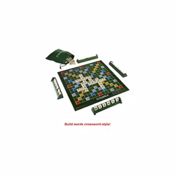 Mattel Games Scrabble, English Version, Original Classic - Crossword Board Game, 2-4 Players, Includes Playing Board, 4 Racks, 100 Letter Tiles, a