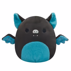 Squishmallows SQCR02386 Original 7.5-Inch Aldous Teal and Black Fruit Bat with Fuzzy Belly-Official Large Plush, Natural
