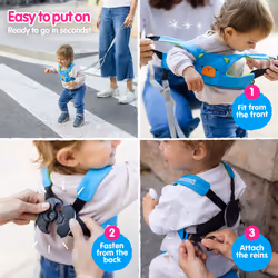 Trunki ToddlePak - Fuss Free Baby Walking Reins and Toddler Safety Harness ? Bert Bear (Blue)