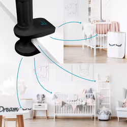 Flexi Twist Black | Universal Baby Monitor Holder | Secure with Straps & Clamp to Furniture | No Drilling Required | Flexible Baby Camera Mount | Baby