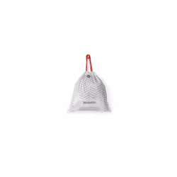 Brabantia PerfectFit Bin Liners Size J (23 Litre), White,115608 Thick Plastic Trash Bags with Tie Tape Drawstring Handles (40 Bag)