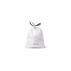 Brabantia 138829 PerfectFit Bin Liners (Size M/60 Litre) Thick Plastic Trash Bags with Tie Tape Drawstring Handles (40 Bags), White