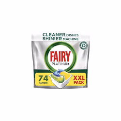 Fairy Platinum Plus All-In-1 Dishwasher Tablets Bulk, 74 Tablets, Lemon, With Greasy Filter & Rinse Aid Action