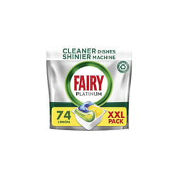 Fairy Platinum Plus All-In-1 Dishwasher Tablets Bulk, 74 Tablets, Lemon, With Greasy Filter & Rinse Aid Action