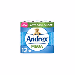 Andrex Classic Clean Mega Toilet Roll - 12 Mega XL Rolls - Same Quality Toilet Roll, Lasts Even Longer, 12 Mega Toilet Rolls ...