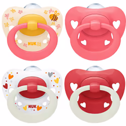 NUK Signature Day & Night Baby Dummy 18-36 months Soothes 95% of Babies Heart-Shaped BPA-Free Silicone Soothers Glow-in-the-D ...