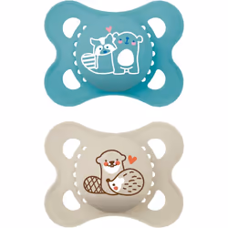 MAM Original Soother 2-6 Months (Pack of 2), Baby Soother Made from Sustainable Material, SkinSoft Silicone Teat, with MAM So ...