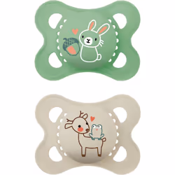 MAM Original Soother 2-6 Months (Pack of 2), Baby Soother Made from Sustainable Material, SkinSoft Silicone Teat, with MAM So ...
