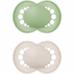 MAM Original Soother 16+ Months (Pack of 2), Baby Soother Made from Sustainable Material, SkinSoft Silicone Teat, with MAM So ...
