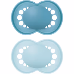 MAM Original Soother 6+ Months (Pack of 2), Baby Soother Made from Sustainable Material, SkinSoft Silicone Teat, with MAM Soo ...