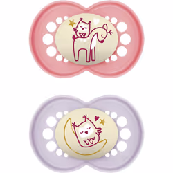 MAM Original Night Soother 6+ Months (Pack of 2), Sustainable Baby Soother, SkinSoft Silicone Teat, Glow in the Dark Soother, ...