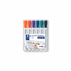 STAEDTLER 351 WP6 Lumocolor Whiteboard Marker Bullet Tip - Assorted Colours (Pack of 6)