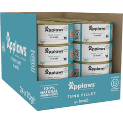 Applaws 100% Natural Wet Cat Food 24 x 70g Tuna Fillet Tins in Broth