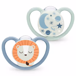 NUK Space Night Baby Dummy | 18-36 Months | Glow-in-The-Dark Soothers with Extra Ventilation for Sensitive Skin | BPA-Free Si ...