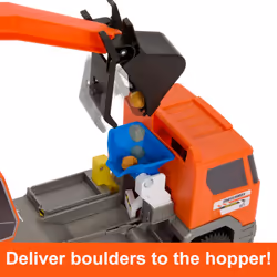 Matchbox Action Drivers Matchbox Transforming Excavator, Large-Scale Toy Truck & Playset with 1:64 Scale Vehicle & 4 Construction-Themed Accessories