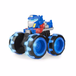 John Deere Kids TOMY Transformers Optimus Prime Monster Treads Lightning Wheels Toy, Light Up Monster Truck Toy with Neon Wheels, Blue Toys for
