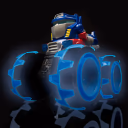 John Deere Kids TOMY Transformers Optimus Prime Monster Treads Lightning Wheels Toy, Light Up Monster Truck Toy with Neon Wheels, Blue Toys for